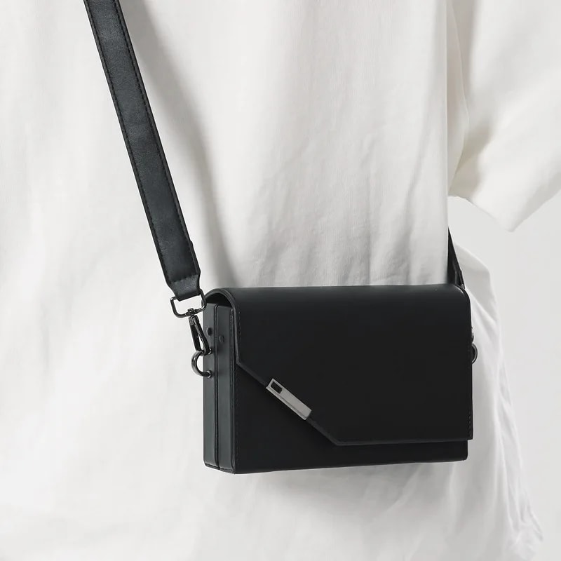 Mens PU Leather Crossbody Bag Compact Street Style Mini Messenger Shoulder Bag 0