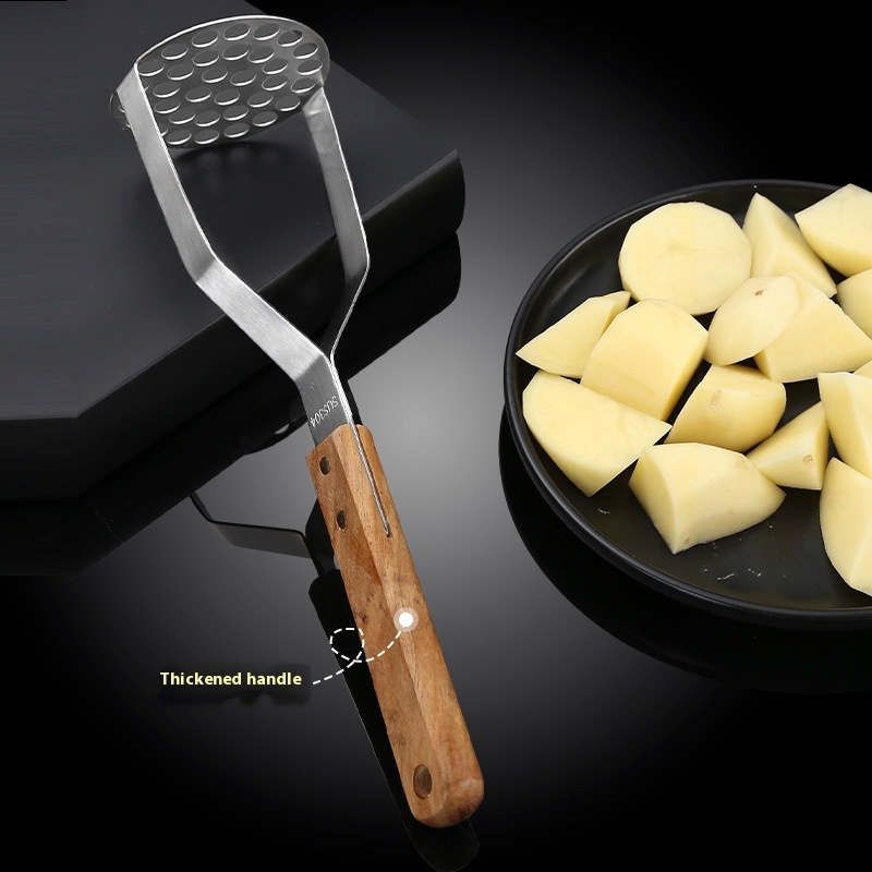 Ergonomic Stainless Steel Potato Masher With Wooden Handle For Smooth Mashing 2
