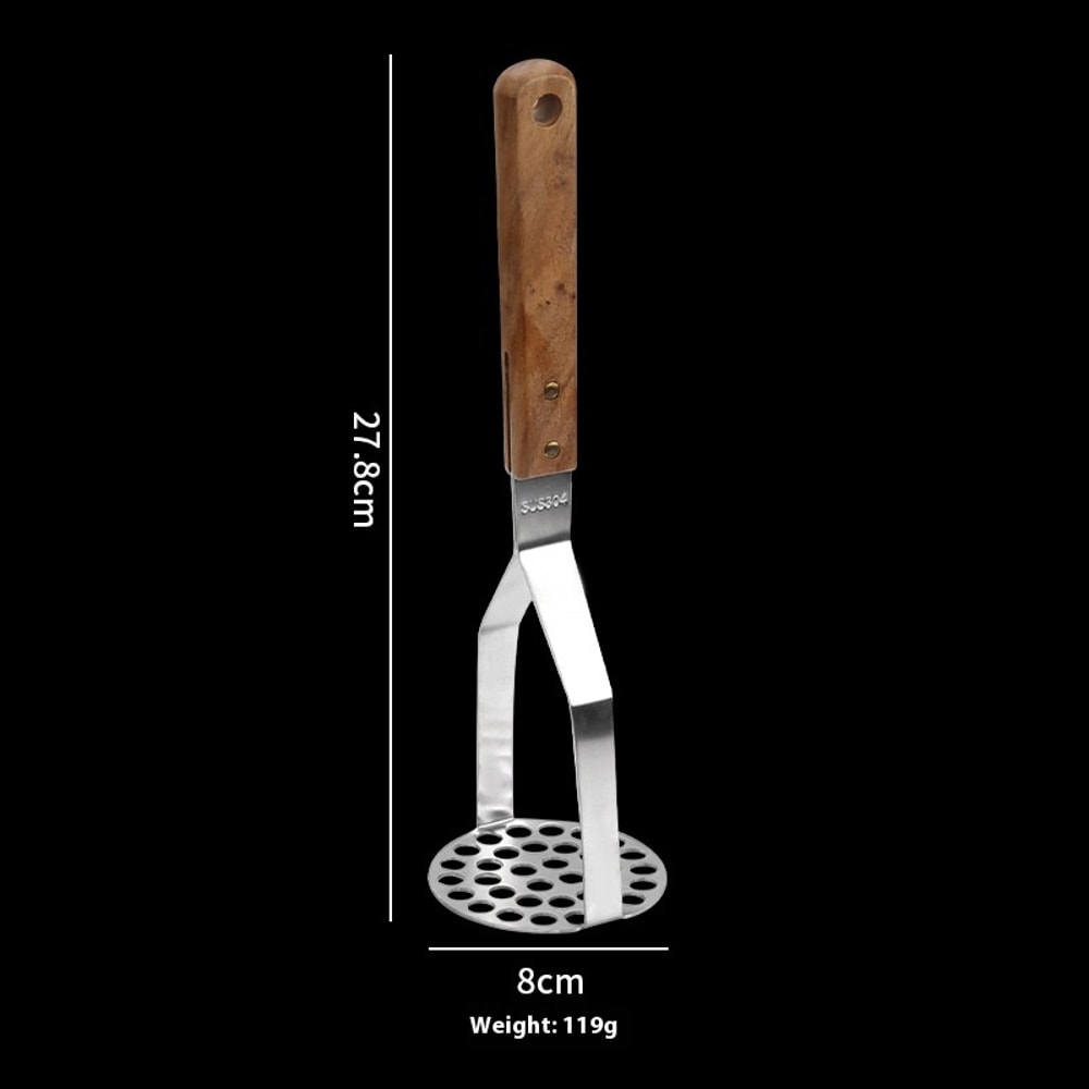 Ergonomic Stainless Steel Potato Masher With Wooden Handle For Smooth Mashing 3