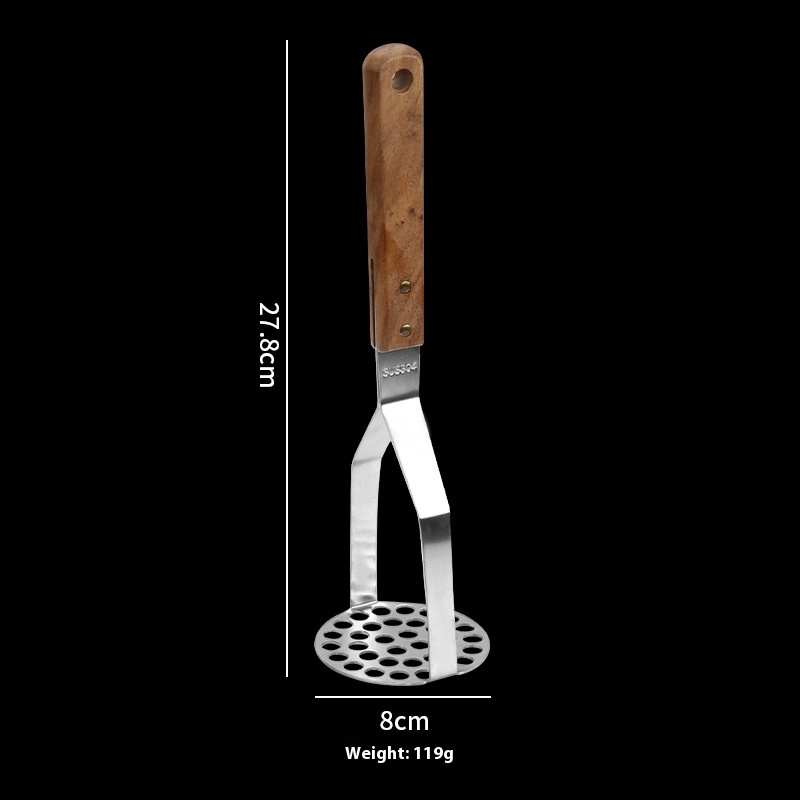 Ergonomic Stainless Steel Potato Masher With Wooden Handle For Smooth Mashing 3
