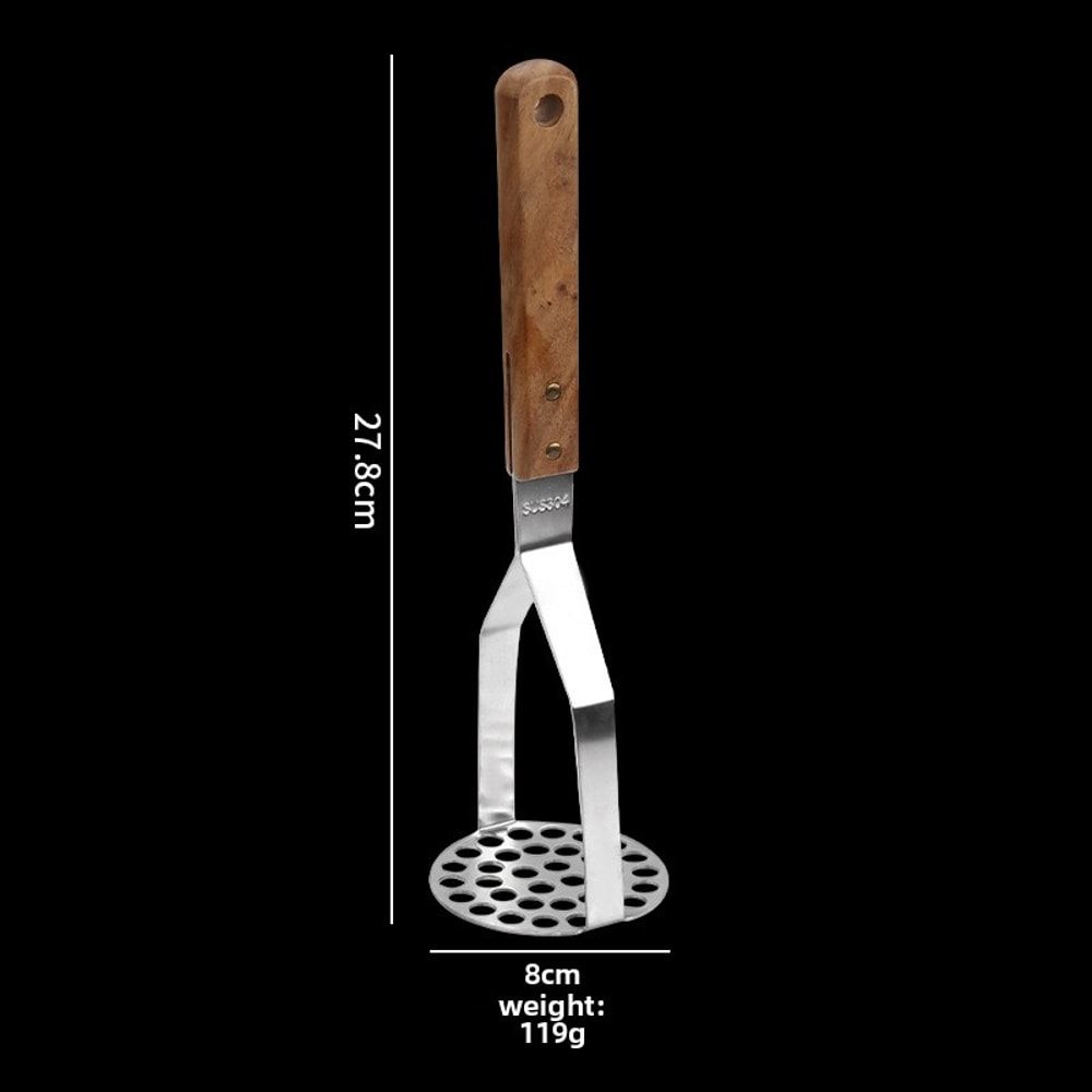 Ergonomic Stainless Steel Potato Masher With Wooden Handle For Smooth Mashing 5