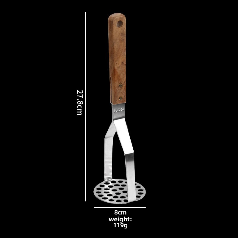 Ergonomic Stainless Steel Potato Masher With Wooden Handle For Smooth Mashing 5