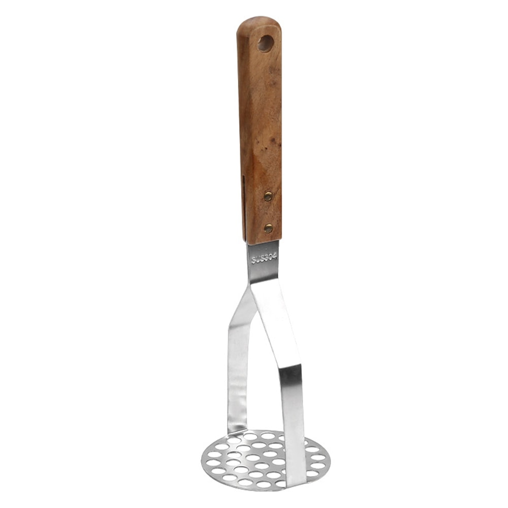Ergonomic Stainless Steel Potato Masher With Wooden Handle For Smooth Mashing 4