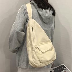 canvas chest bag multi pocket unisex crossbody bag for travel and daily use