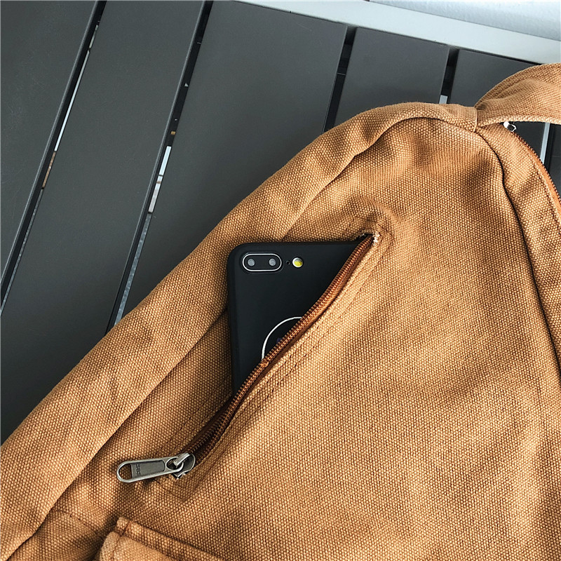 Canvas Chest Bag Multi Pocket Unisex Crossbody Bag for Travel and Daily Use