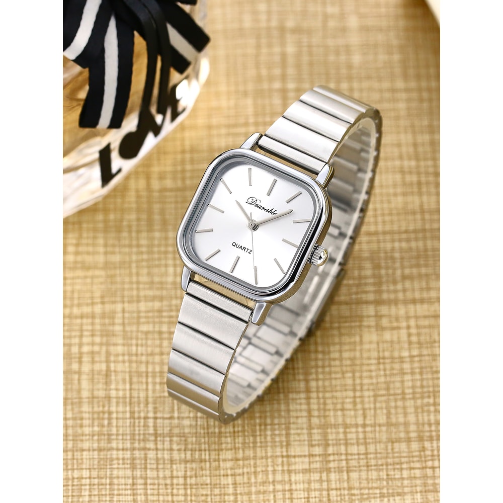 Denvosi Square Watch for Women Stainless Steel Minimalist Quartz Fashion Wristwatch