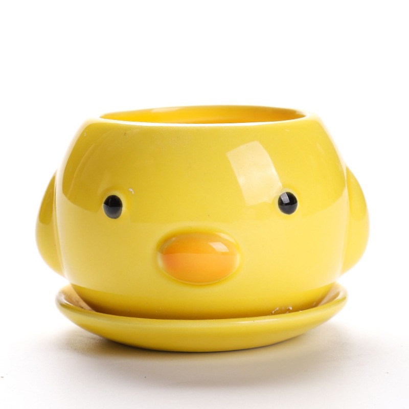 Cute Cartoon Ceramic Succulent Planter Pot Lightweight Breathable Indoor Plant Decor 1