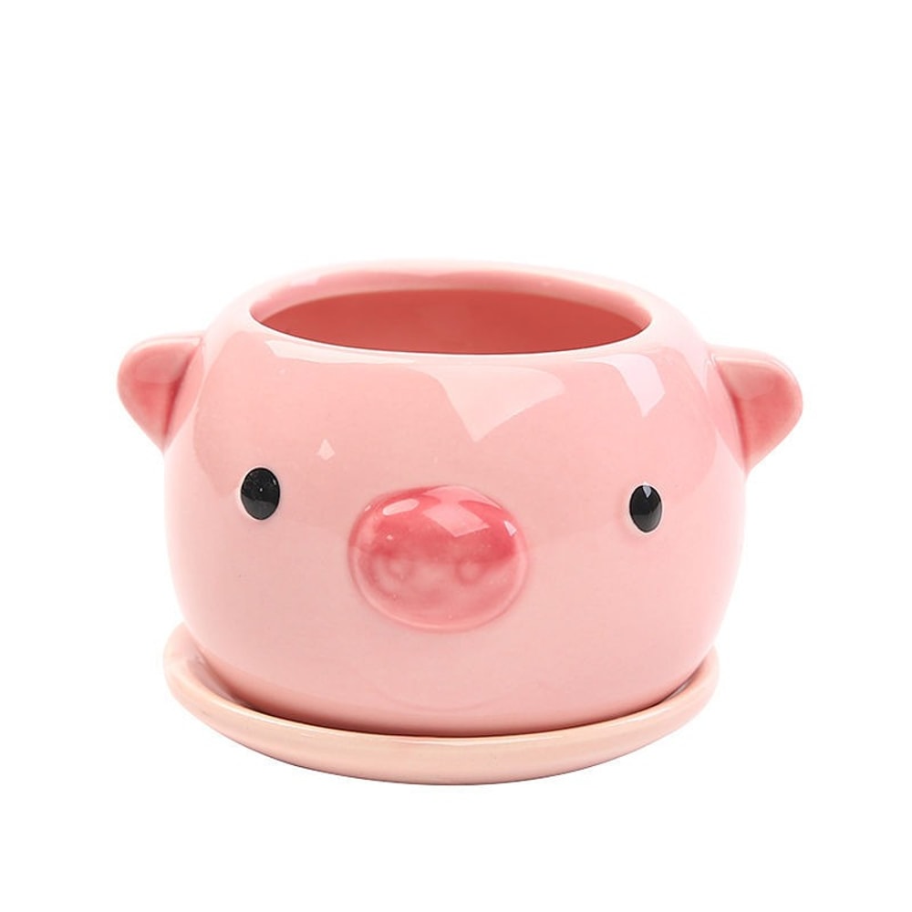 Cute Cartoon Ceramic Succulent Planter Pot Lightweight Breathable Indoor Plant Decor 3