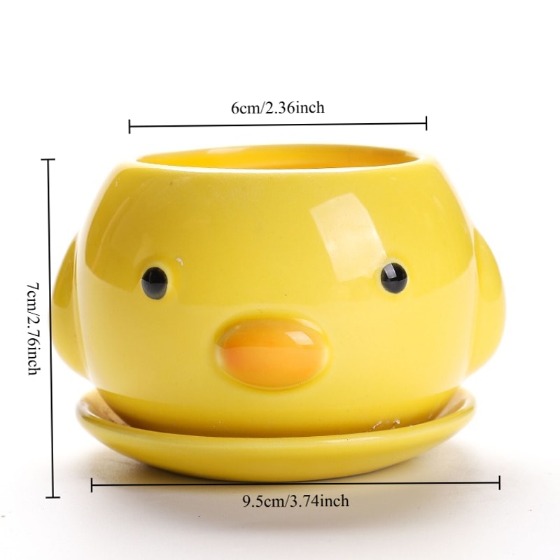 Cute Cartoon Ceramic Succulent Planter Pot Lightweight Breathable Indoor Plant Decor 6