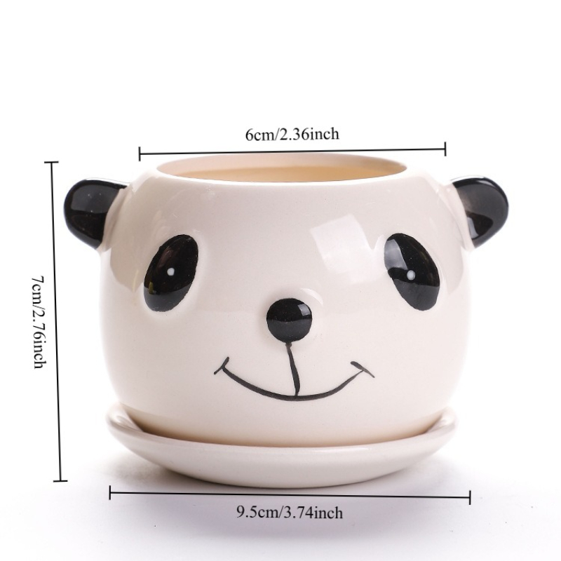 Cute Cartoon Ceramic Succulent Planter Pot Lightweight Breathable Indoor Plant Decor 5