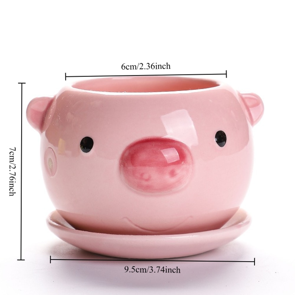 Cute Cartoon Ceramic Succulent Planter Pot Lightweight Breathable Indoor Plant Decor 7