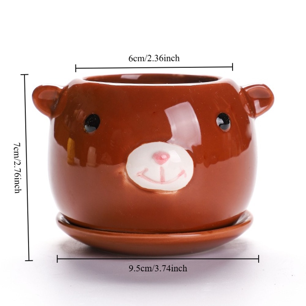Cute Cartoon Ceramic Succulent Planter Pot Lightweight Breathable Indoor Plant Decor 8