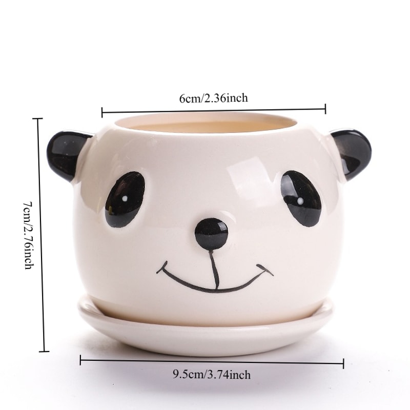 Cute Cartoon Ceramic Succulent Planter Pot Lightweight Breathable Indoor Plant Decor 9