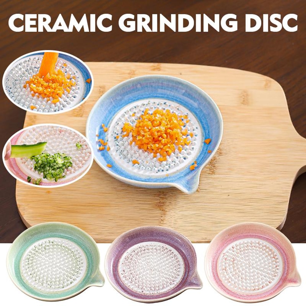 Ceramic Ginger Grater Plate with Pour Spout – Manual Garlic Grinder & Kitchen Grinding Dish