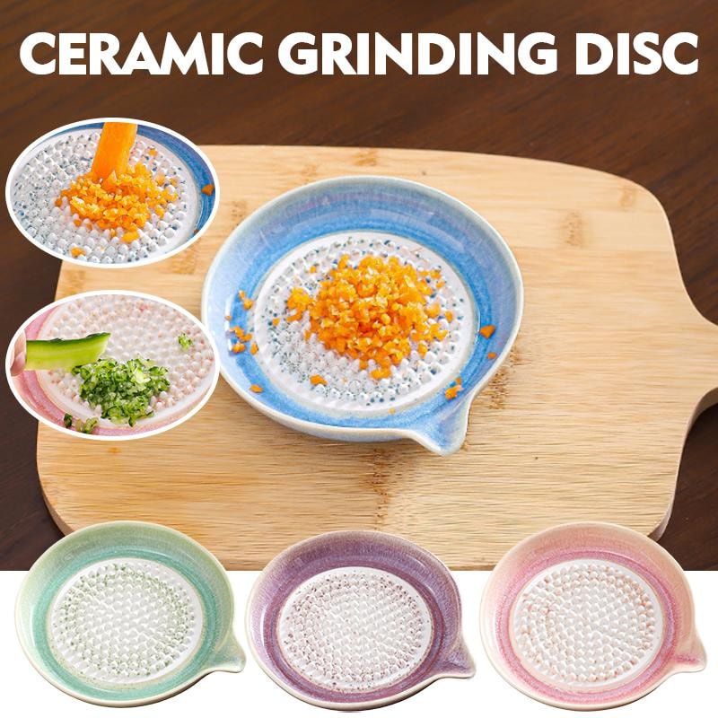 Ceramic Ginger Grater Plate with Pour Spout – Manual Garlic Grinder & Kitchen Grinding Dish