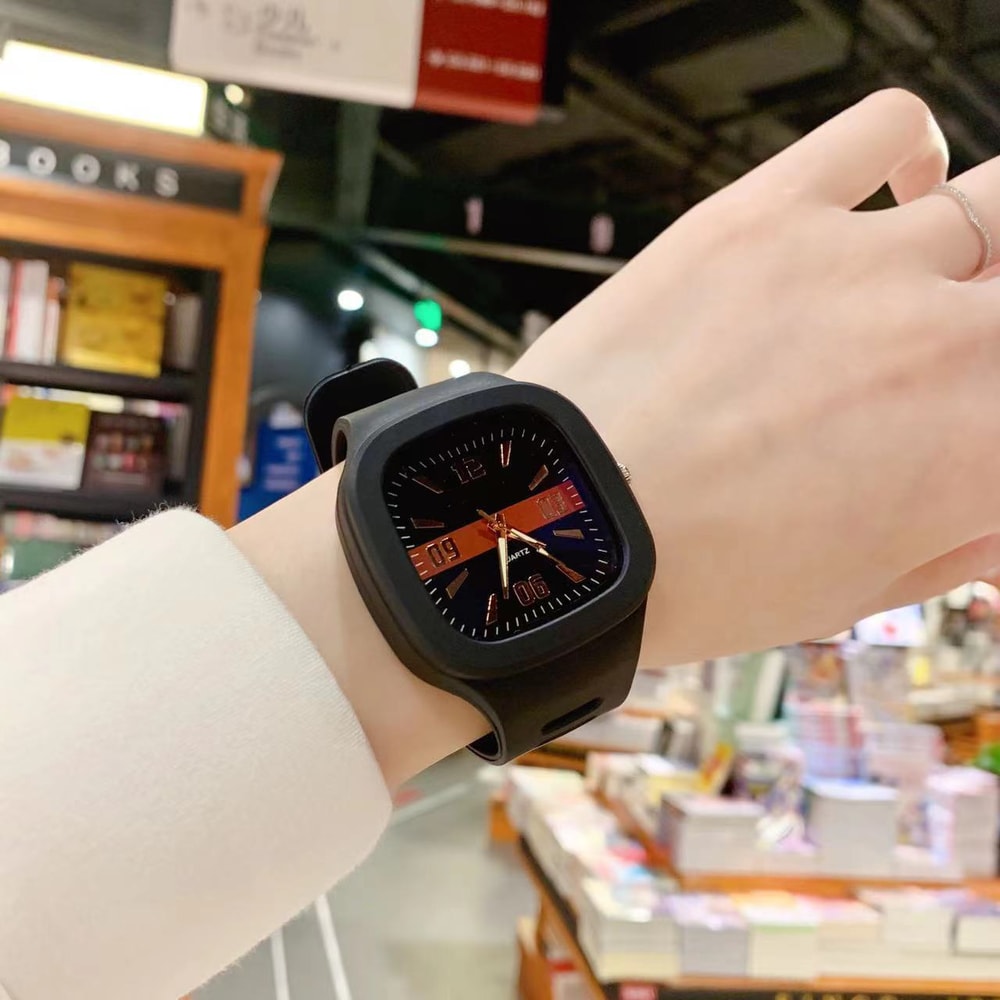 Elegant Big Square Womens Quartz Watch With Silicone Strap Waterproof Casual Wristwatch 2