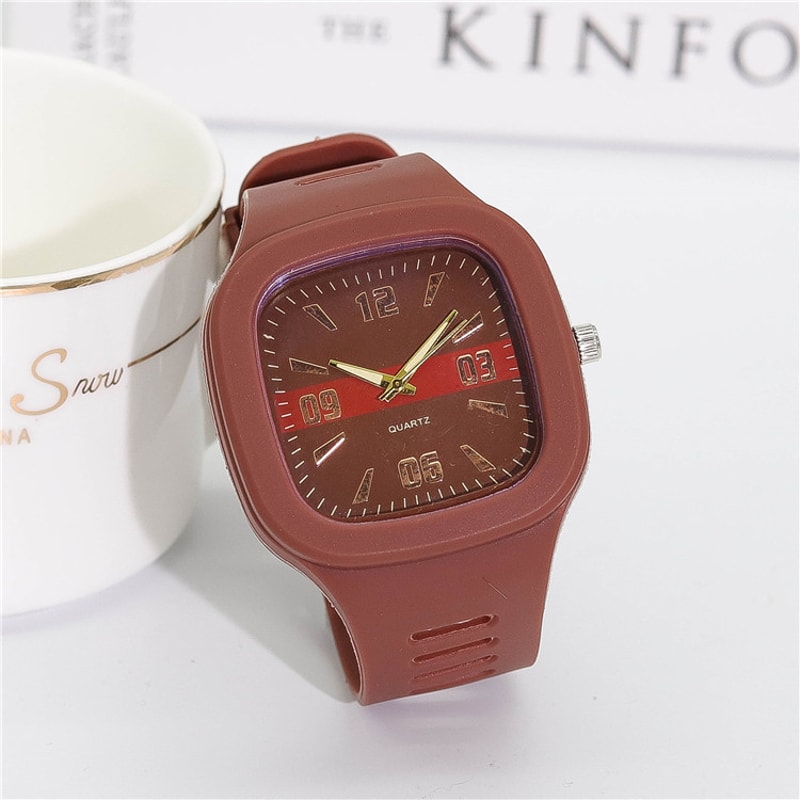 Elegant Big Square Womens Quartz Watch With Silicone Strap Waterproof Casual Wristwatch 6