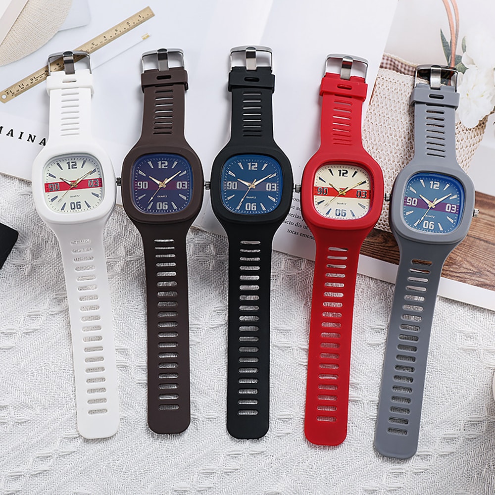 Elegant Big Square Womens Quartz Watch With Silicone Strap Waterproof Casual Wristwatch 0
