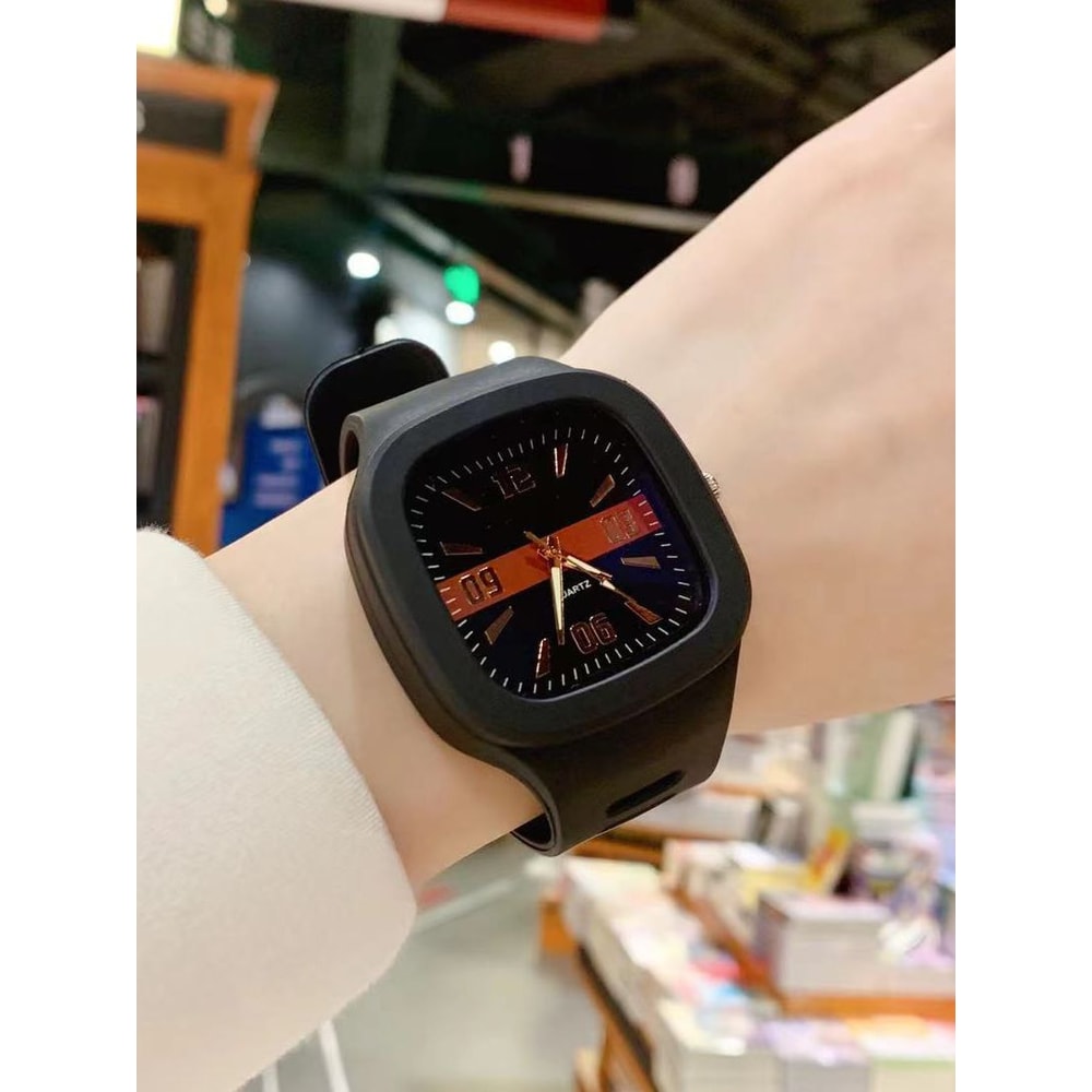 Elegant Big Square Womens Quartz Watch With Silicone Strap Waterproof Casual Wristwatch 7