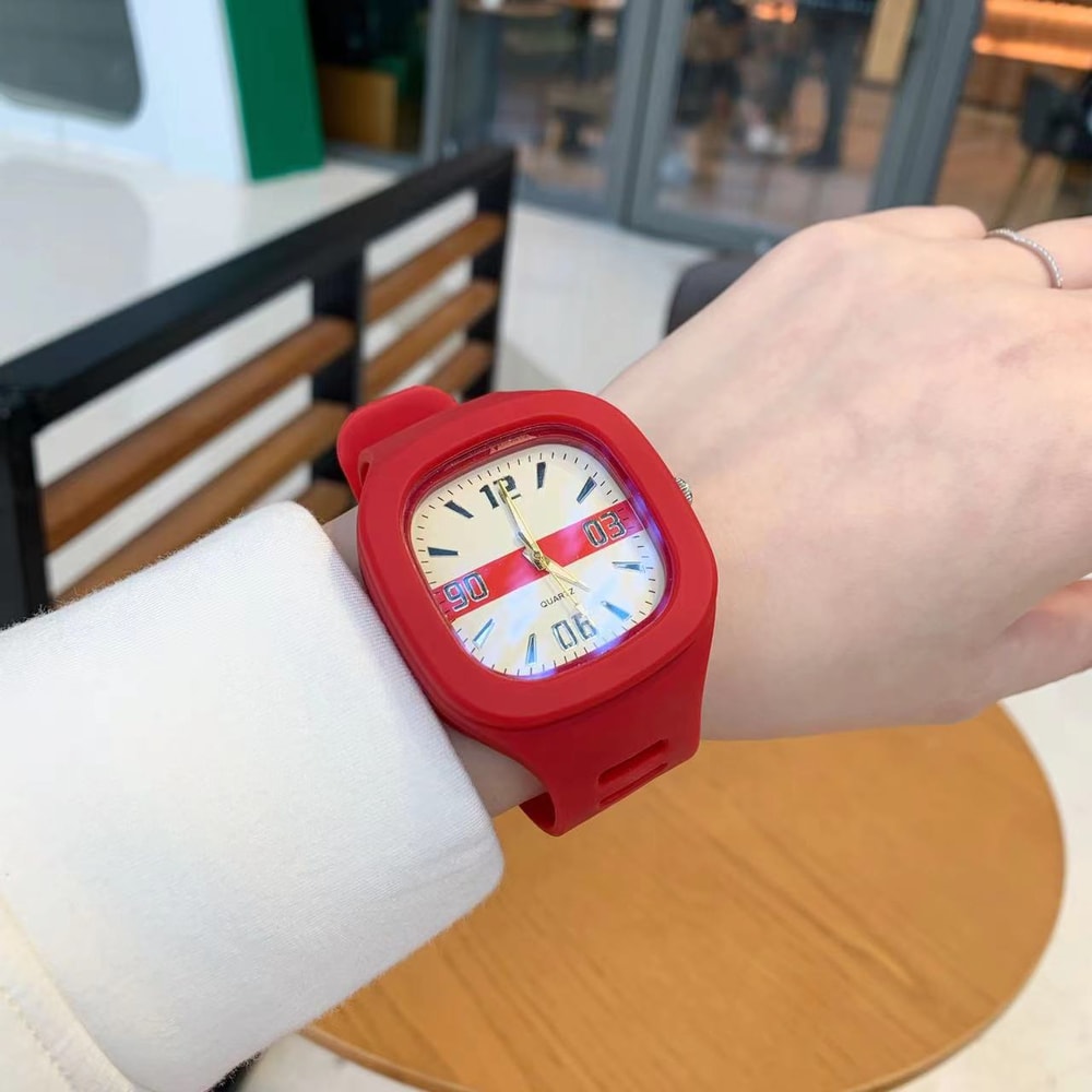 Elegant Big Square Womens Quartz Watch With Silicone Strap Waterproof Casual Wristwatch 8