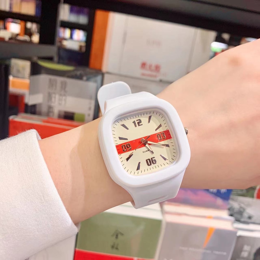 Elegant Big Square Womens Quartz Watch With Silicone Strap Waterproof Casual Wristwatch 10