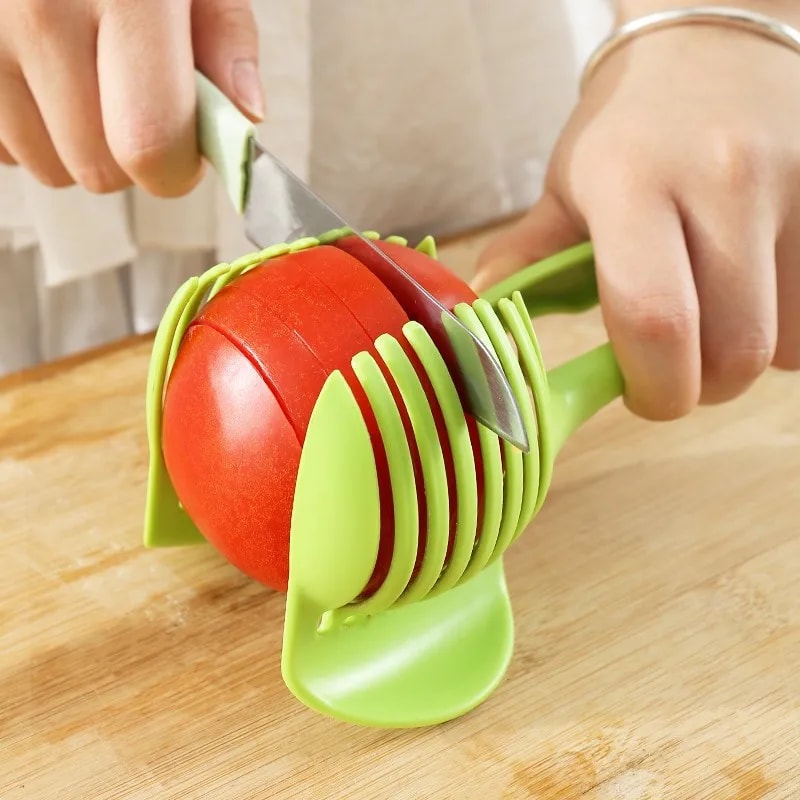 Stainless Steel Fruit And Vegetable Slicer Clip Multi Use Onion Tomato Cutter 4