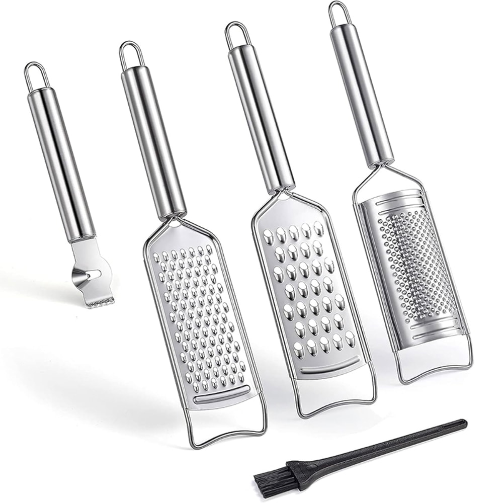 Stainless Steel Cheese Grater Set with Lemon Zester and Multi Purpose Kitchen Grater