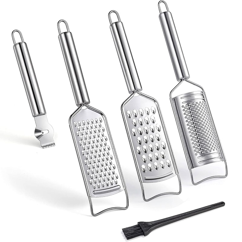 Stainless Steel Cheese Grater Set with Lemon Zester and Multi Purpose Kitchen Grater