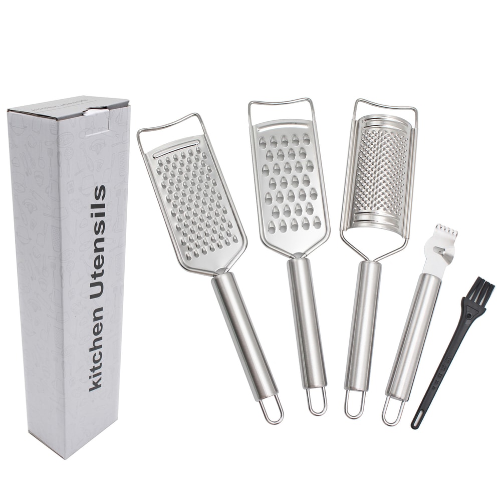 Stainless Steel Cheese Grater Set with Lemon Zester and Multi Purpose Kitchen Grater