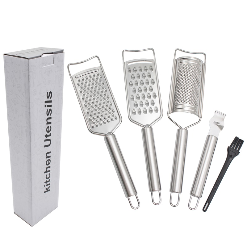Stainless Steel Cheese Grater Set with Lemon Zester and Multi Purpose Kitchen Grater