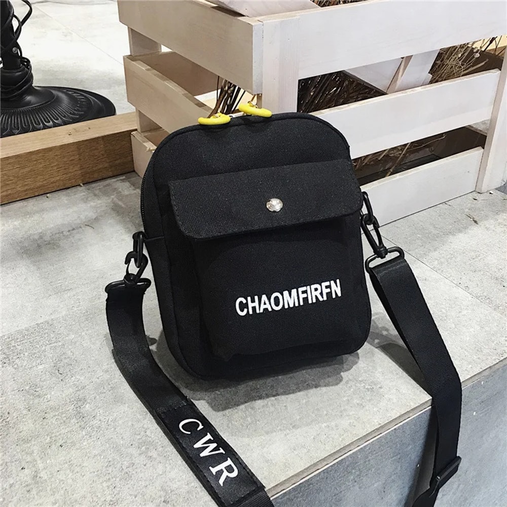 Cute Cartoon Small Canvas Crossbody Bag Phone Purse for Women Mini Messenger Shoulder Bag