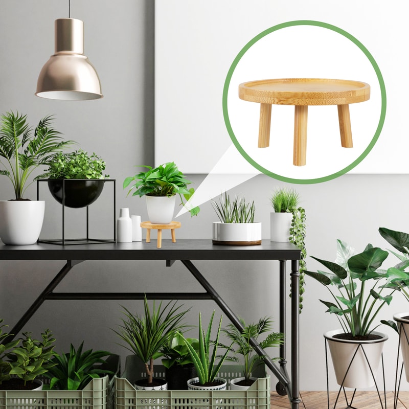 Solid Wood Round Plant Stand Indoor Decorative Flower Pot Display Rack