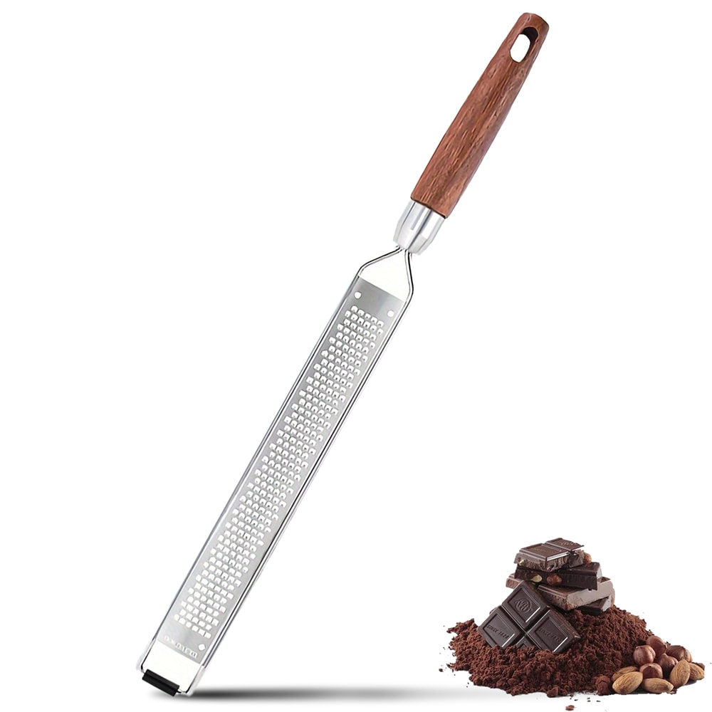 Stainless Steel Lemon Zester Cheese Grater With Wooden Handle For Citrus Nutmeg Hard Cheese 0