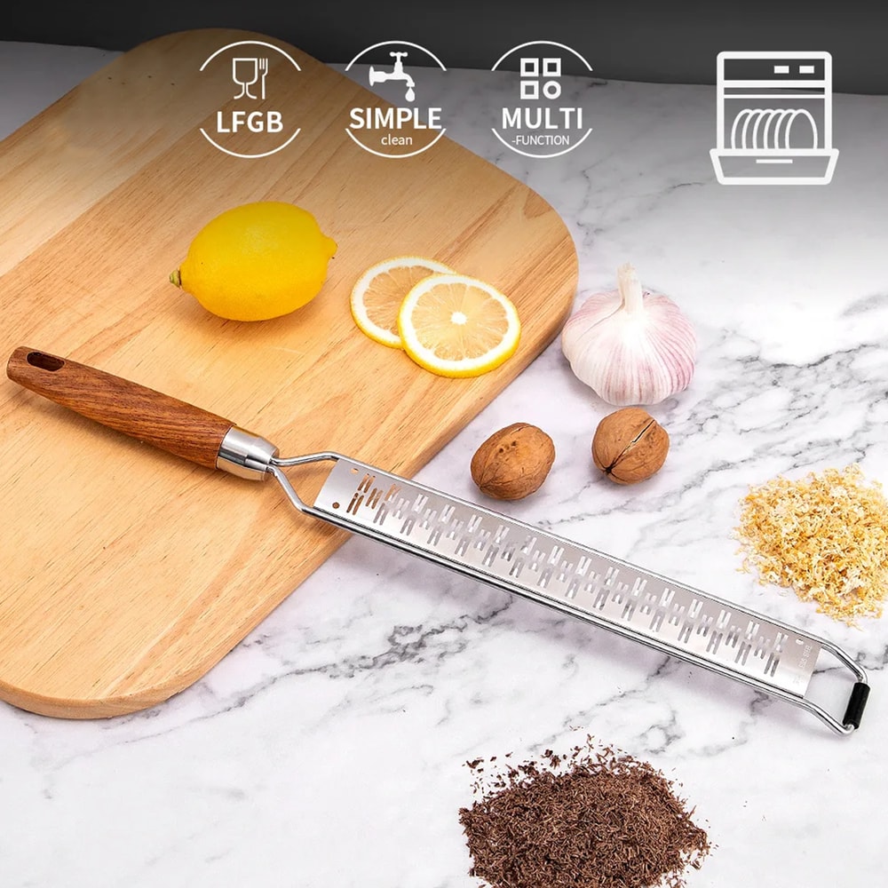Stainless Steel Lemon Zester Cheese Grater With Wooden Handle For Citrus Nutmeg Hard Cheese 2