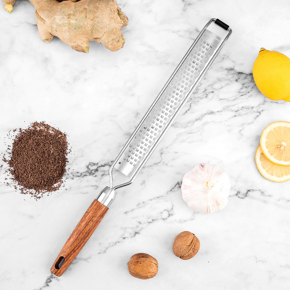 Stainless Steel Lemon Zester Cheese Grater With Wooden Handle For Citrus Nutmeg Hard Cheese 4