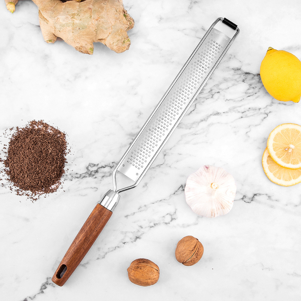 Stainless Steel Lemon Zester Cheese Grater With Wooden Handle For Citrus Nutmeg Hard Cheese 5