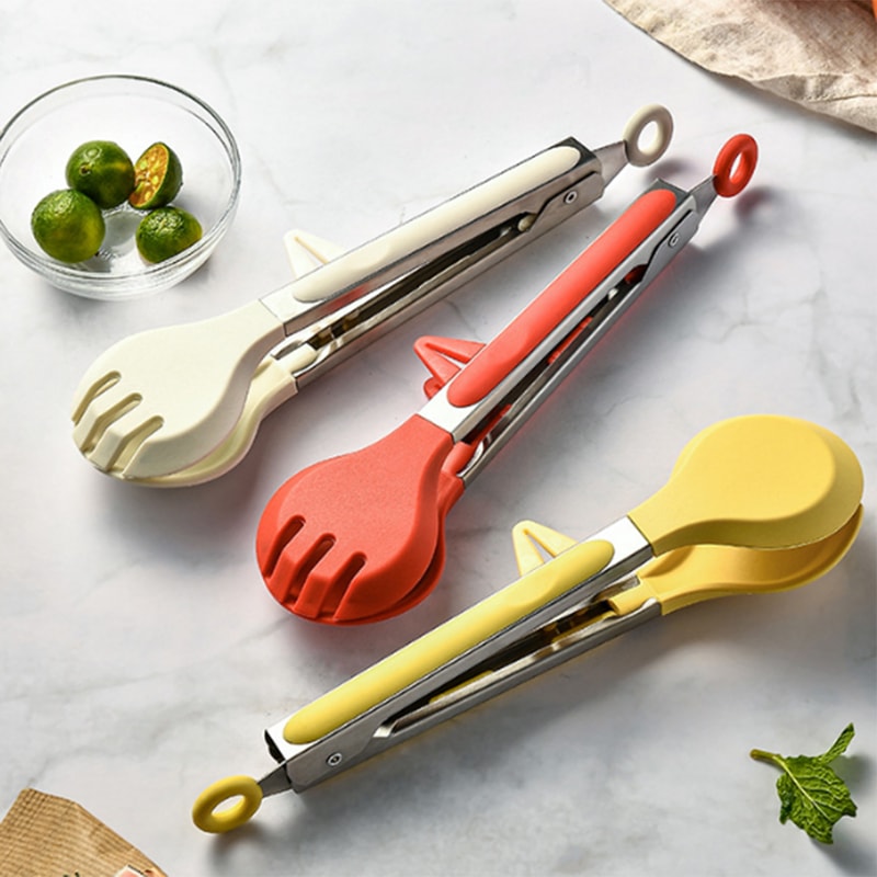 Premium Stainless Steel & Silicone Kitchen Tongs for BBQ, Baking & Camping