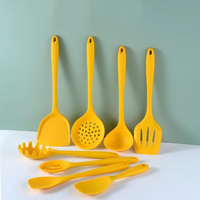 Heat Resistant Silicone Kitchen Utensil Set Non Stick Cooking Tools with Ergonomic Grip