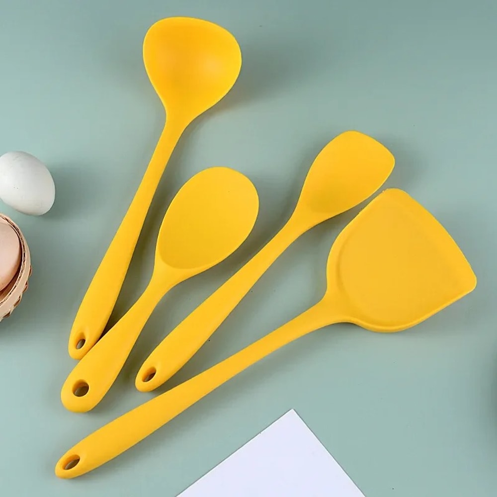 Heat Resistant Silicone Kitchen Utensil Set Non Stick Cooking Tools with Ergonomic Grip