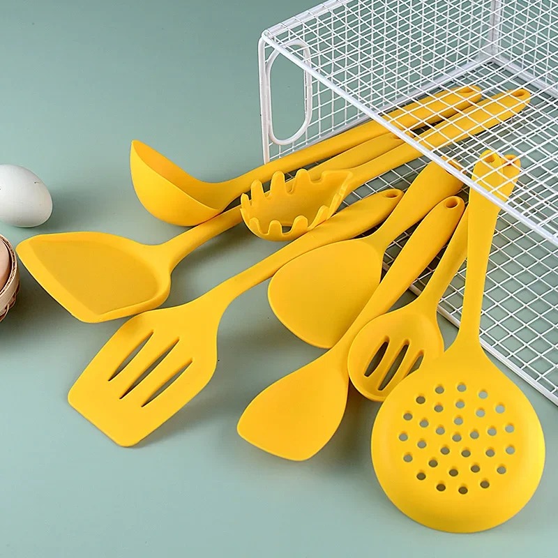 Heat Resistant Silicone Kitchen Utensil Set Non Stick Cooking Tools with Ergonomic Grip
