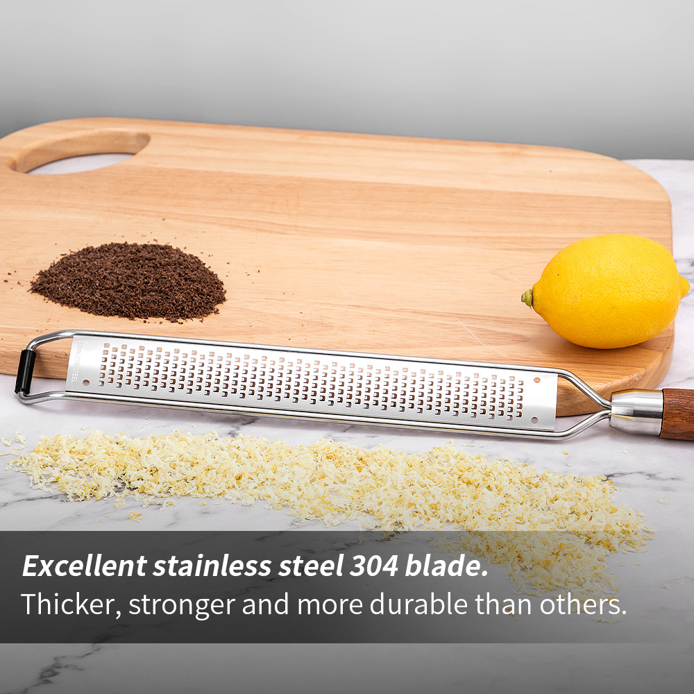 Leeseph Stainless Steel Cheese Grater With Wooden Handle MultiPurpose Vegetable Shredder For Kitche 1