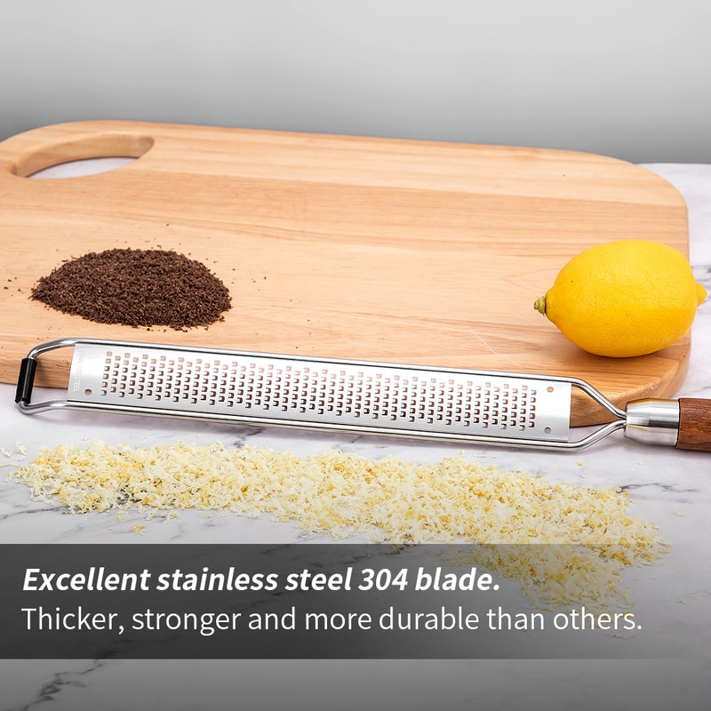 Leeseph Stainless Steel Cheese Grater With Wooden Handle MultiPurpose Vegetable Shredder For Kitche 1