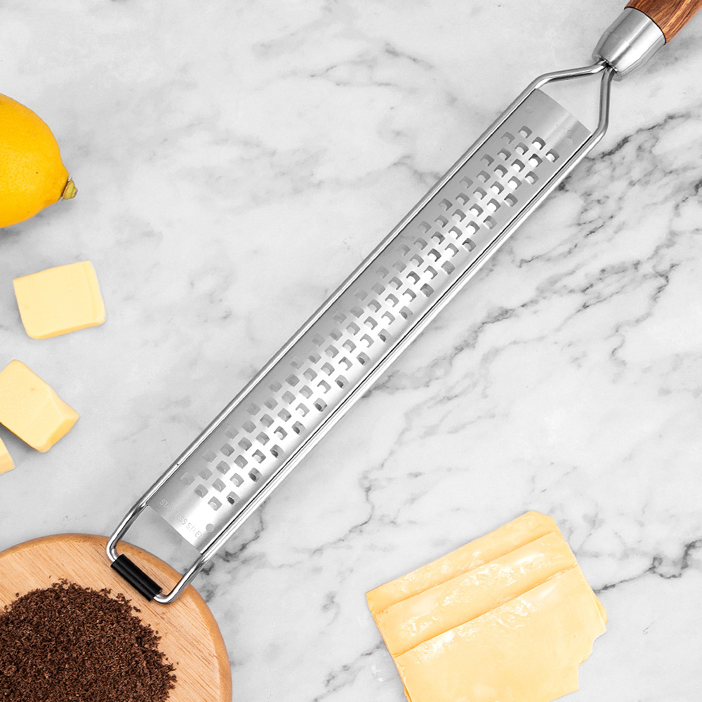 Leeseph Stainless Steel Cheese Grater With Wooden Handle MultiPurpose Vegetable Shredder For Kitche 2