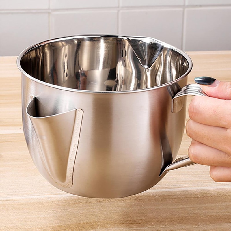Stainless Steel Fat Separator Jug with Strainer Grease Separator for Healthy Cooking