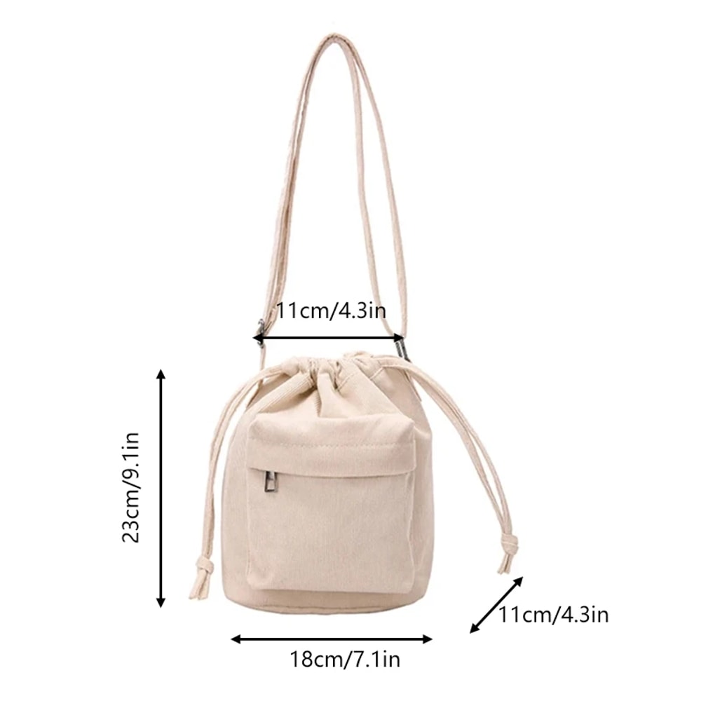 Korean Style Bucket Bag Drawstring Shoulder Crossbody for Women