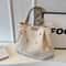 Large Capacity Canvas Tote Bag for Women with Embroidered Letters Stylish Shoulder Bag