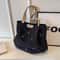 Large Capacity Canvas Tote Bag for Women with Embroidered Letters Stylish Shoulder Bag