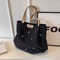 Large Capacity Canvas Tote Bag for Women with Embroidered Letters Stylish Shoulder Bag