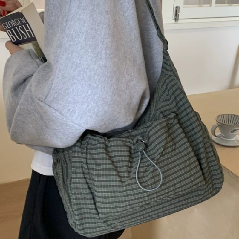 Korean Nylon Shoulder Bag Pleated Cloud Crossbody Tote For Women 1
