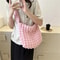 Pleated Plaid Crossbody Bag Large Capacity Quilted Shoulder Tote for Women